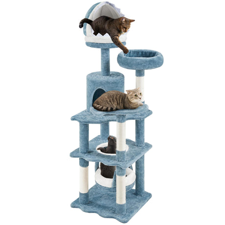 Cat Tree Ocean-Themed Cat Tower 61in, Multi-Level Cat Climbing Tree