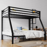 Metal Bunk Bed Twin Over Full Size with Removable Stairs, Heavy Duty Sturdy Frame