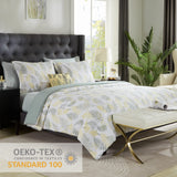 Textured Design Sage Green and Yellow Leaves Printed Comforter