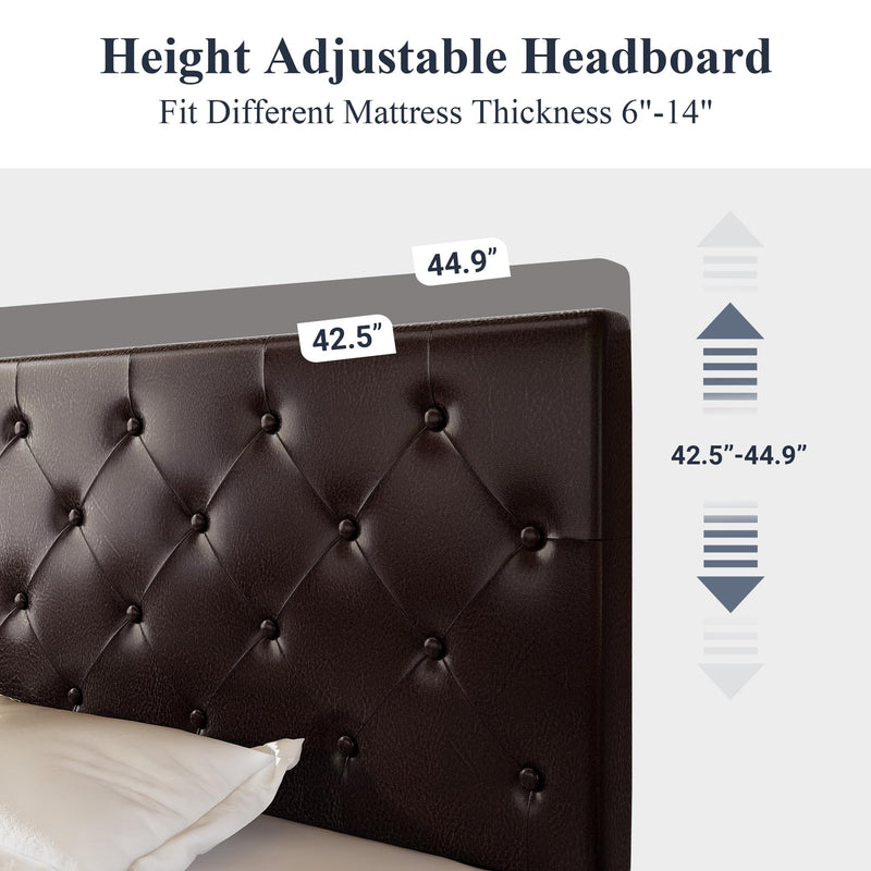 Upholstered Full Size Platform Bed Frame with 4 Storage Drawers and Headboard