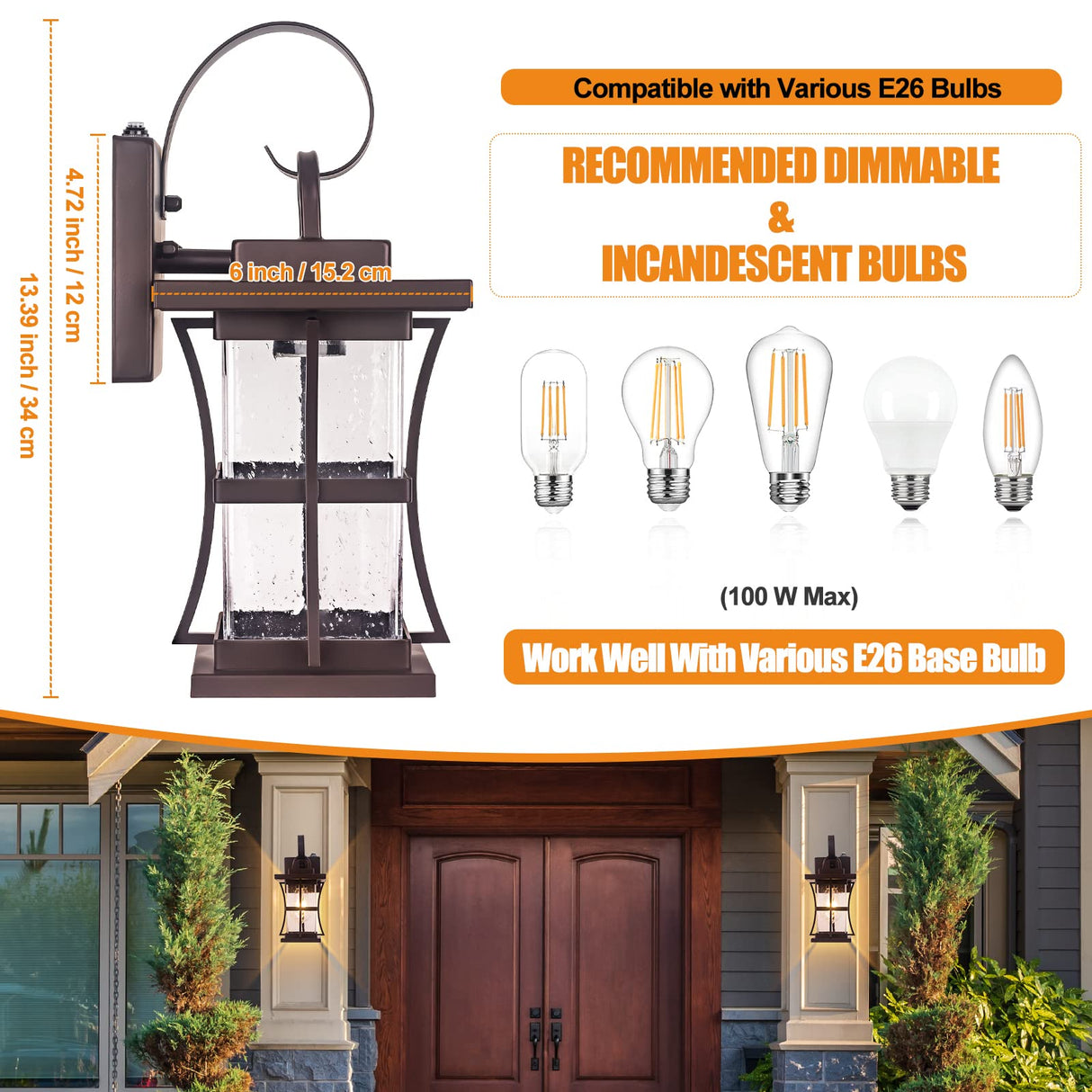 2-Pack Dusk to Dawn Lighting - Oil Rubbed Bronze Exterior Light Fixtures