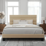 King Size Platform Bed Frame with Fabric Upholstered Headboard