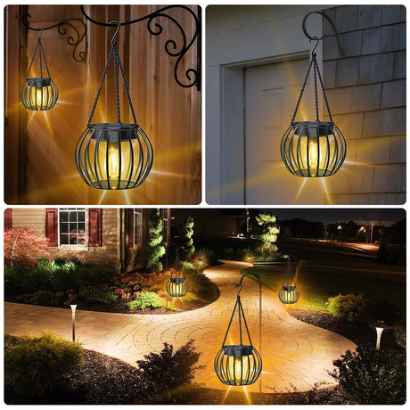 Solar Outdoor Lights Upgraded Hanging Solar Lantern Metal Solar Lights