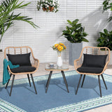 3 Piece Patio Bistro Set, Outdoor Wicker Conversation Chair