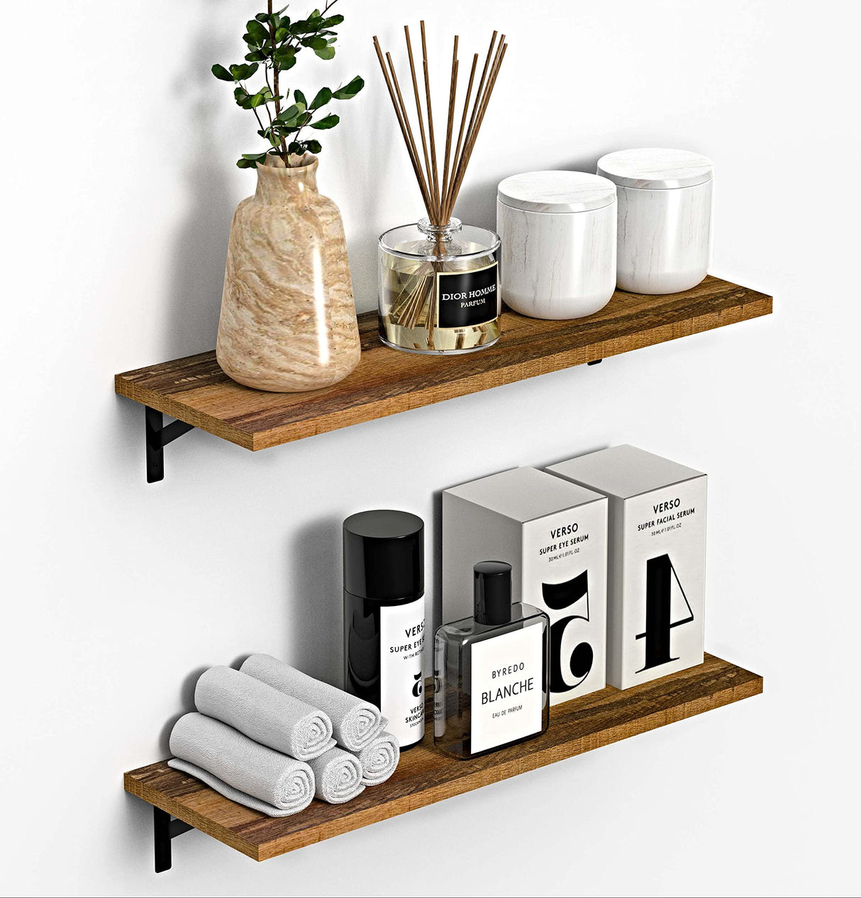 Wall Mounted Shelves, 24” Wall Hanging Shelf Set for Living Room, Office, Kitchen