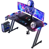 47 Inch Gaming Desk with LED Lights Carbon Fibre Surface Gaming Table