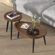 Wooden Nesting Coffee Table Nightstand 1 Set Round Oval Small
