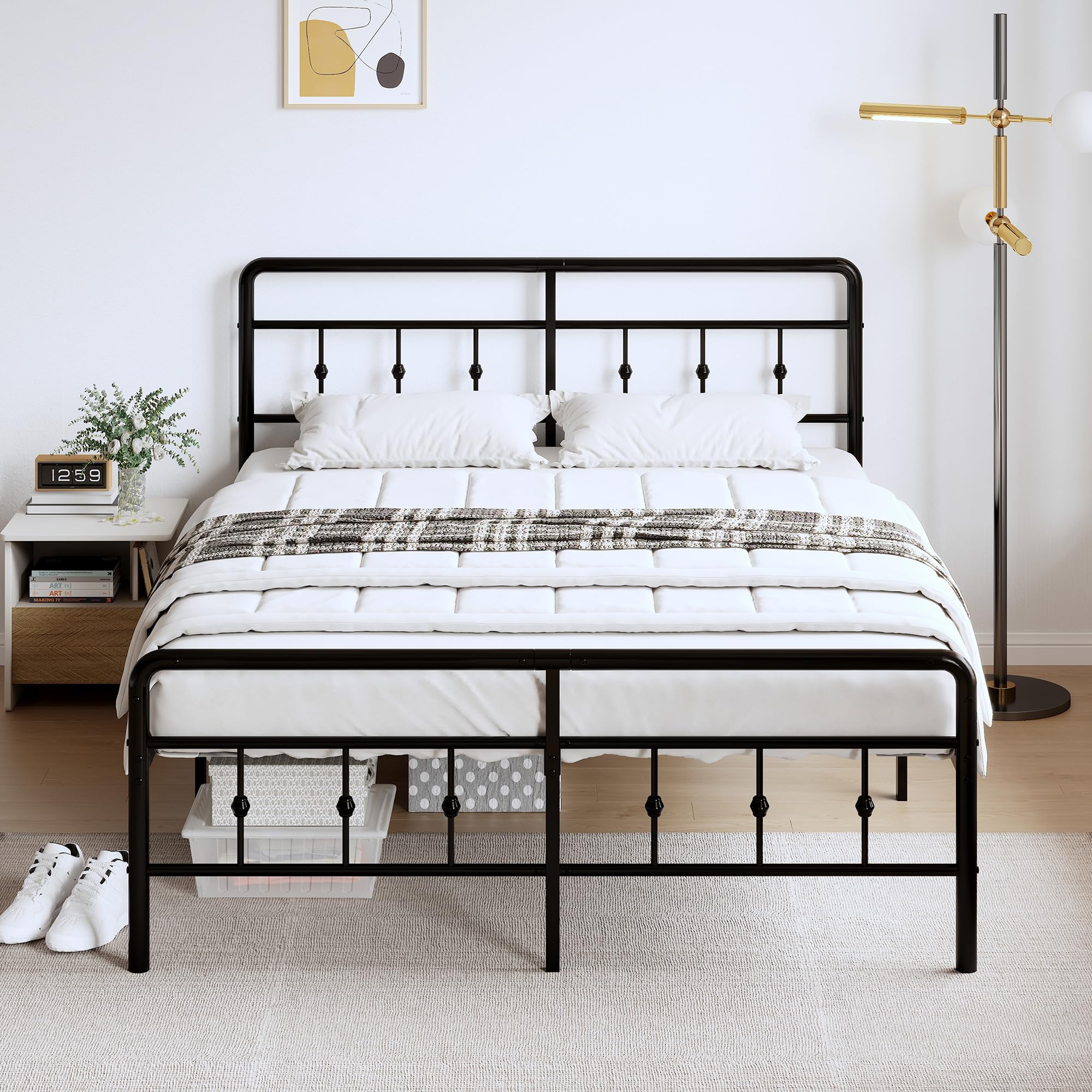 Classic Metal Platform Queen Bed Frame