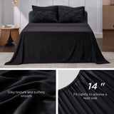 Black Comforter Set Queen - Bed in a Bag Queen 7 Pieces, Pintuck Bedding Sets Black