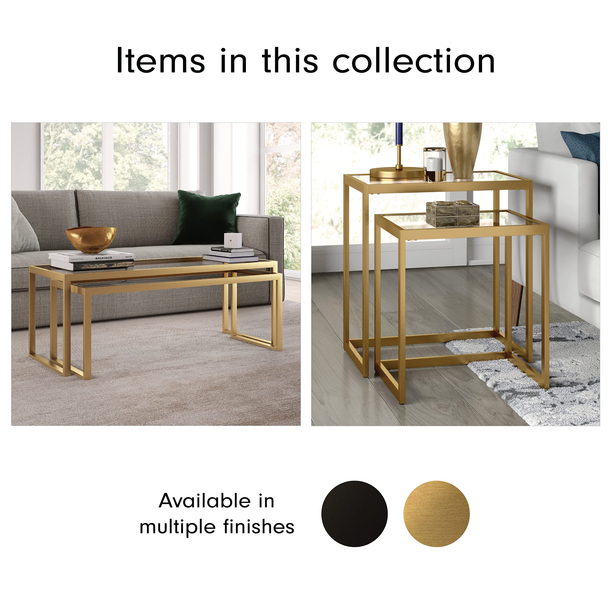 Rectangular Nested Coffee Table in Brass