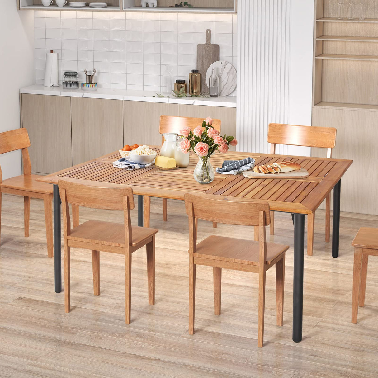 Patio Acacia Wood Dining Table for 6 Persons