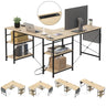 L Shaped Desk with Storage Shelves, Reversible Coner