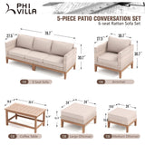 Outdoor Sectional Rattan Cushion Sofa Couch Conversation Set