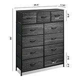 11-Drawer Dresser, Fabric Storage Tower for Bedroom, Hallway, Closet, Tall Chest