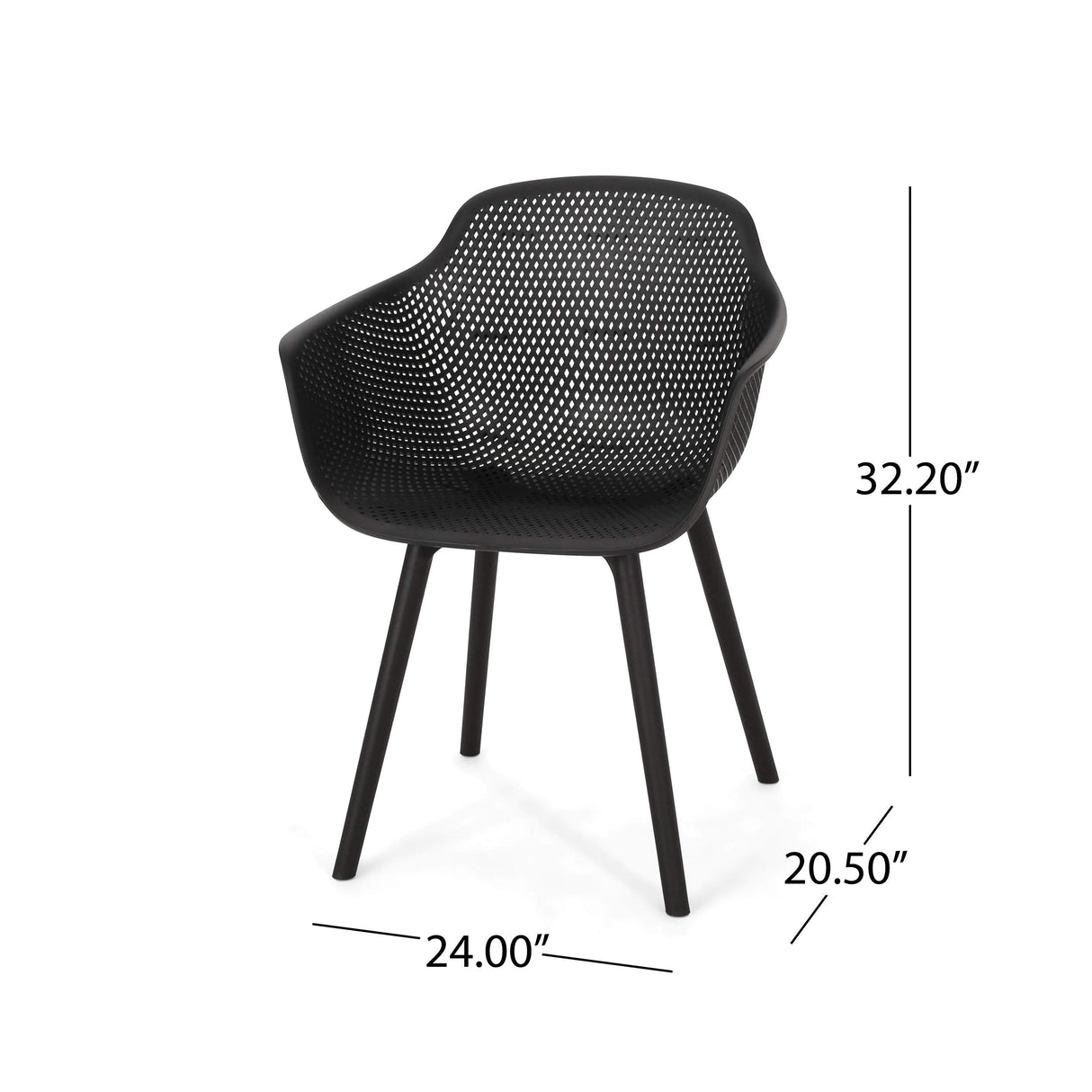 Davina Outdoor Dining Chair (Set of 2), Polypropylene, Black