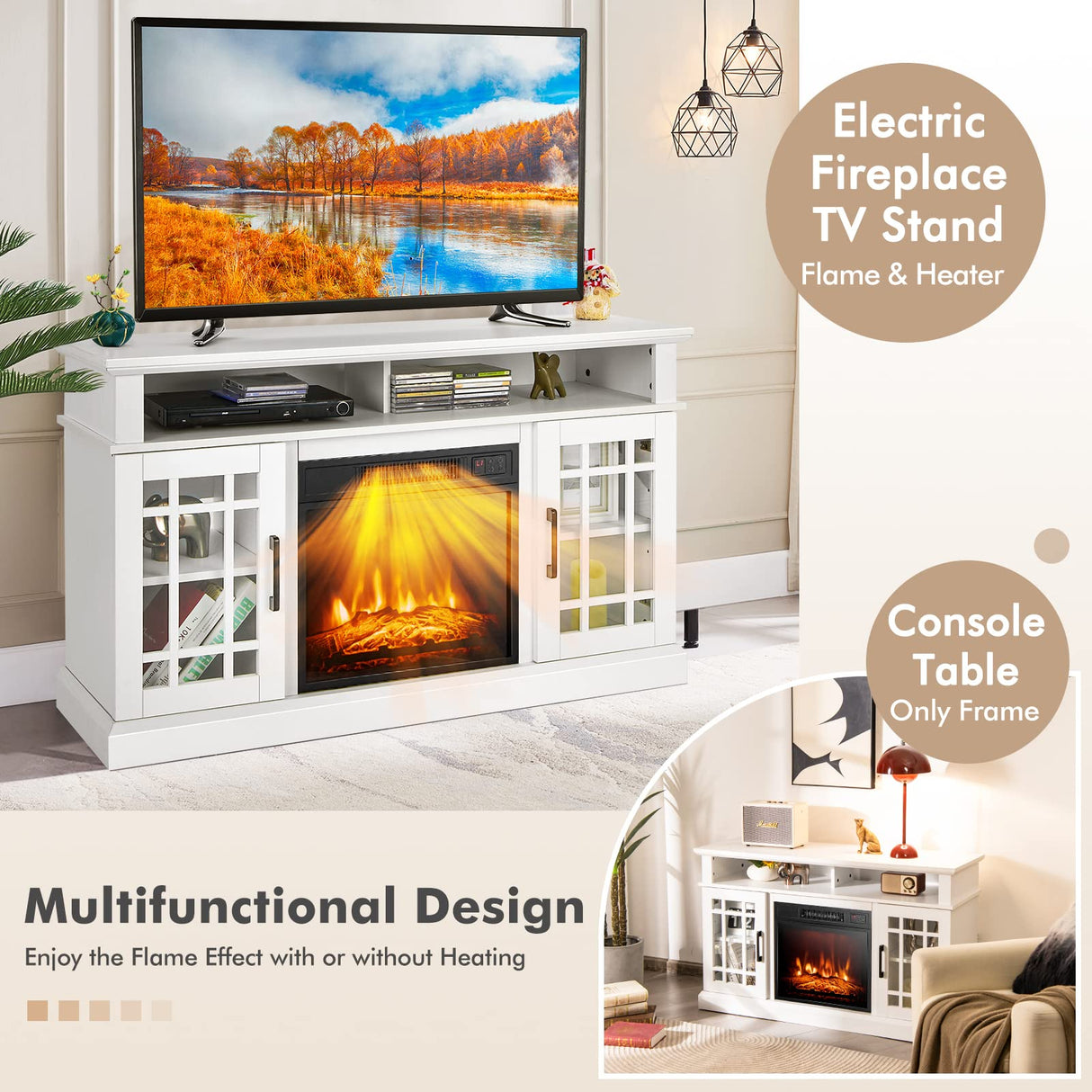 Electric Fireplace TV Stand for TVs Up to 50 Inch