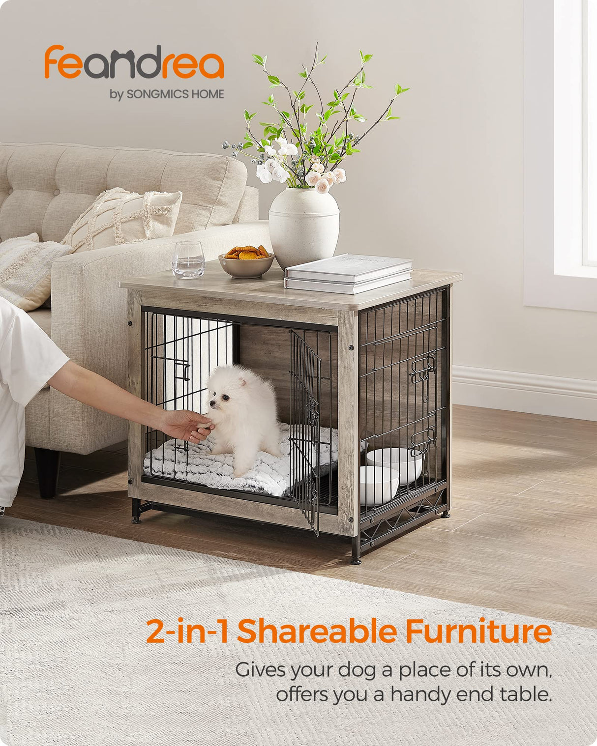 Dog Crate Furniture, Side End Table, Modern Kennel for Dogs ,Heavy-Duty Dog Cage