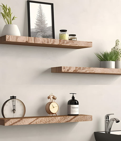 Wood Floating Shelves for Wall Decor, Rustic Wall Shelves for Bedroom Bathroom Kitchen