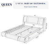 Queen Bed Frame with Iron Piece Decor