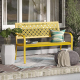 Garden Bench, Outdoor Benches with Anti-Rust Steel Metal Frame, Patio Seating