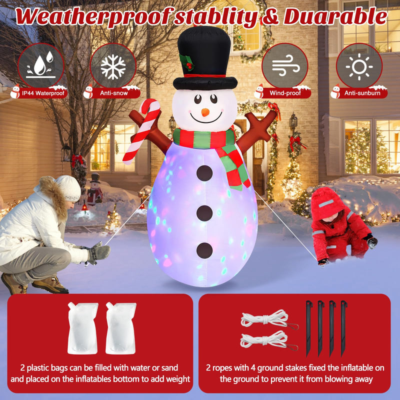 5 FT Christmas Inflatables Snowman with Colorful Rotating Led Lights Outdoor Yard