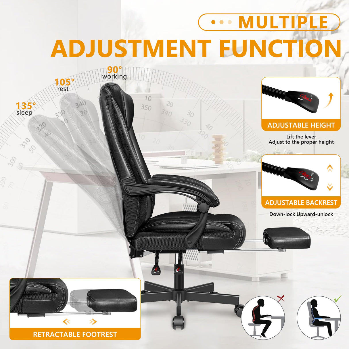 Ergonomic Office Chair, Big and Tall Executive Home Office Desk Chair