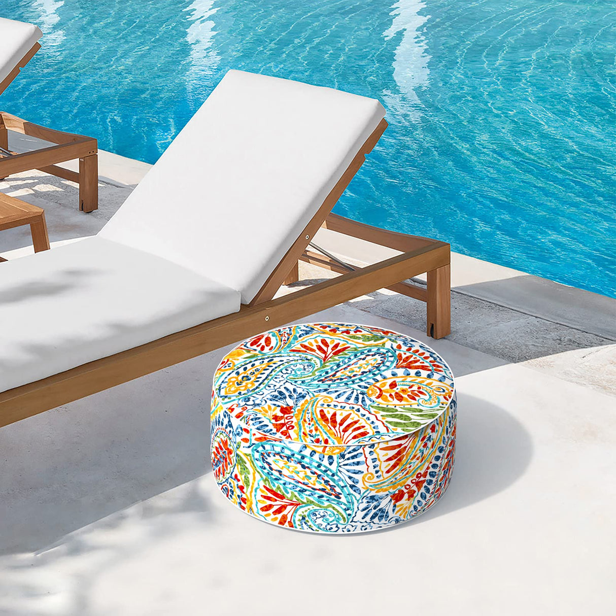 Indoor/Outdoor Ottoman D21 x H9 inch, Footstool Foot Rest Ottoman