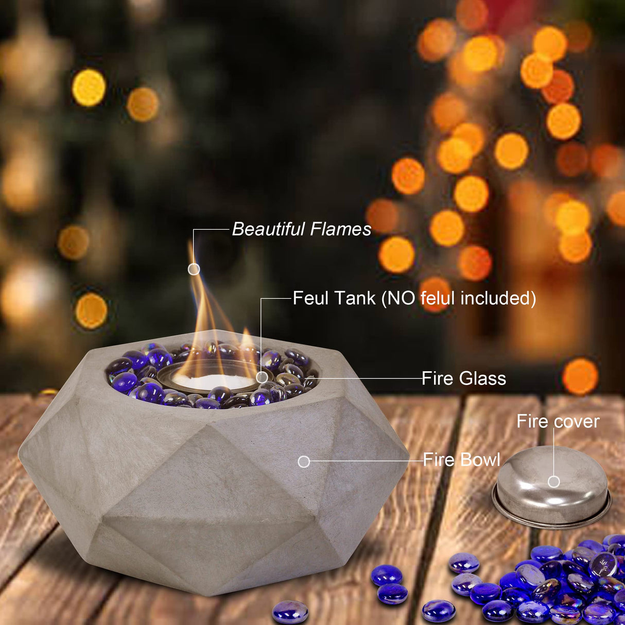 Greyhoo Tabletop Fire Pit Alcohol Fireplace for Indoor Outdoor