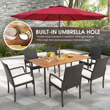 Patio Acacia Wood Dining Table for 6 Persons