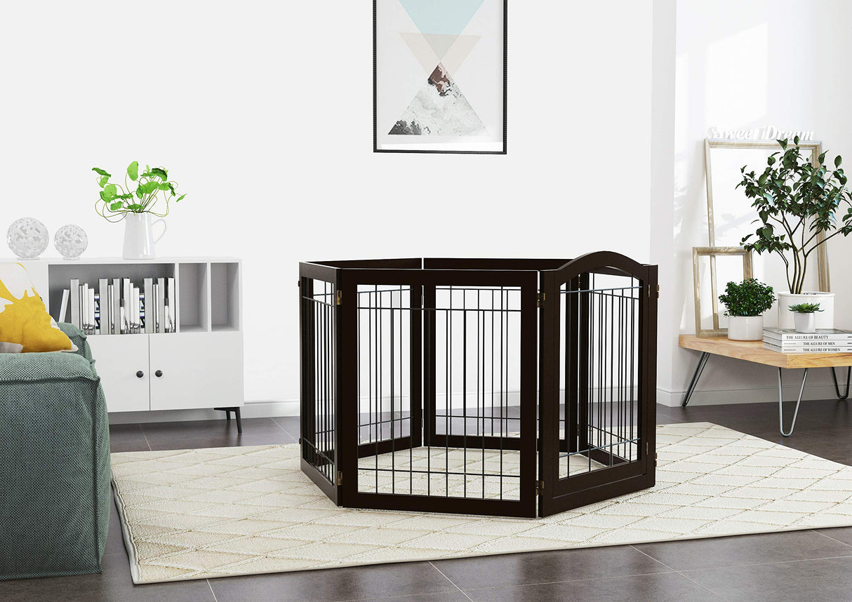 144-inch Extra Wide 30-inches Tall Dog gate with Door Walk Through, Freestanding Wire