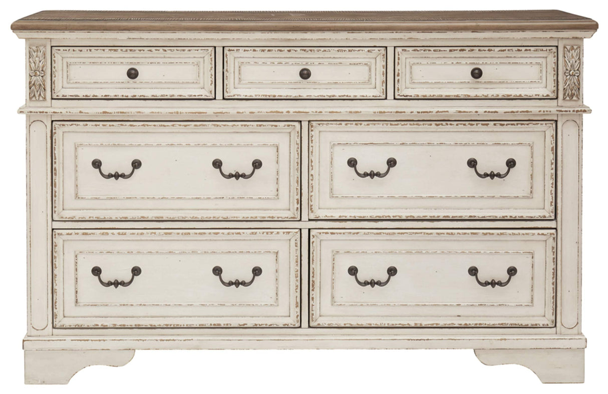 Realyn French Country 7 Drawer Two Tone Dresser, Chipped White