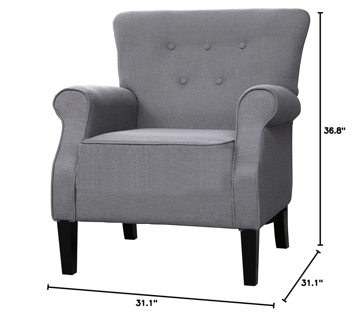 Modern Classic Accent Fabric Arm Chair, Linen Upholstered Single Sofa