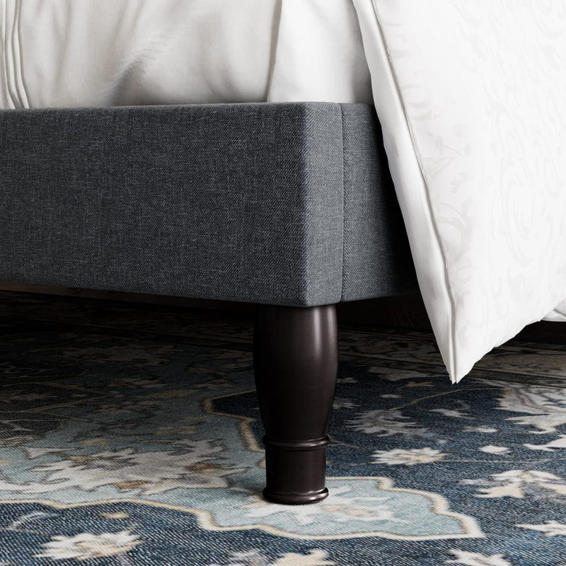 Queen Bed Frame with Adjustable Tiara Headboard, Fabric Upholstered Diamond Button Tufted