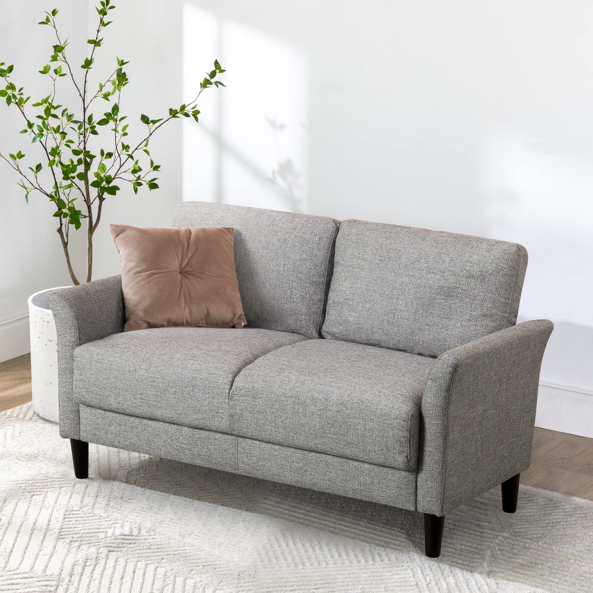 Jackie Loveseat Sofa / Easy, Tool-Free Assembly, Soft Grey