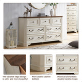 Farmhouse 7 Drawers Dresser Chests for Bedroom, Wood Rustic Tall Chest of Drawers