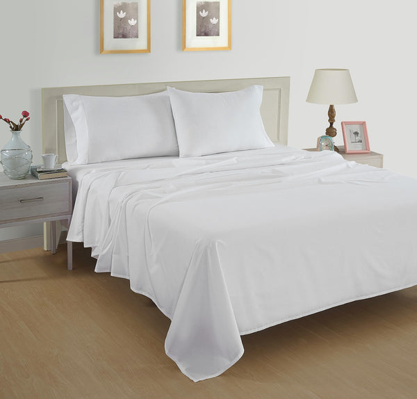 100% Organic Cotton Pure White Full Sheets Set 4-Piece Long Staple Percale Weave