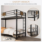 Bunk Bed Twin Over Twin Size with Ladder and Full-Length Guardrail, Metal