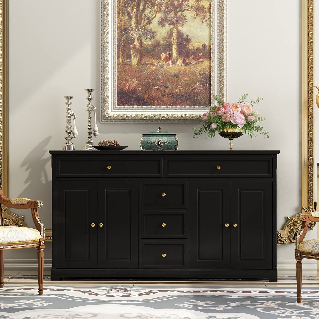 Sideboard Buffet Cabinet with 4 Storage Compartments