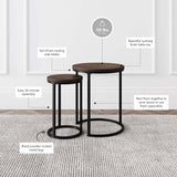 Lula Nesting Round Side Set of 2, Accent End Table for Living Room