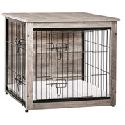 Dog Crate Furniture with Cushion, Wooden Dog Crate with Double Doors, Dog Furniture