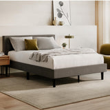 Bed Frame & Headboard - Gray - Queen - 8 Inch Legs and Sturdy Wooden Slats