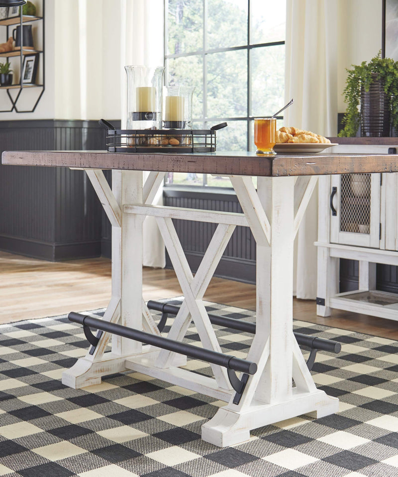 Valebeck Rustic Farmhouse 36" Counter Height Dining Table, Brown & White