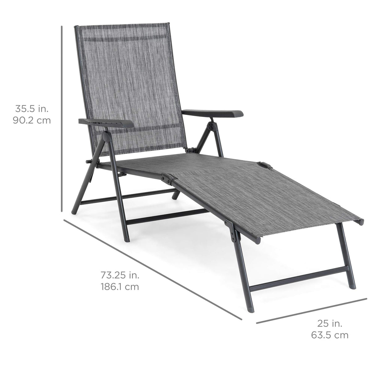 Set of 2 Outdoor Patio Chaise  Chair  Reclining Folding Pool Lounger