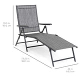 Set of 2 Outdoor Patio Chaise  Chair  Reclining Folding Pool Lounger