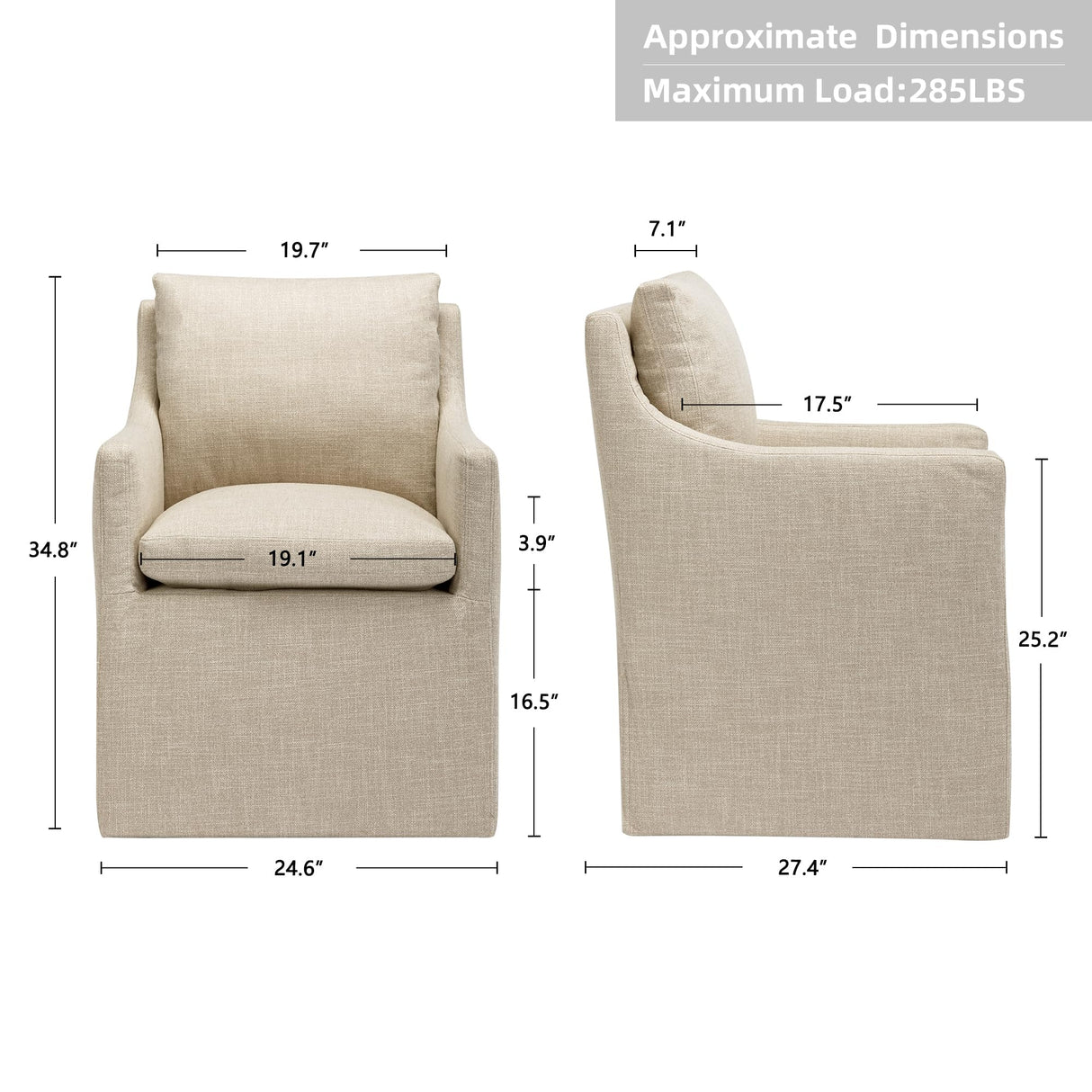 Upholstered Dining Chair,Linen Accent Chair for Living Room,Single Sofa Chair