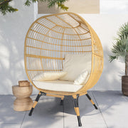 Egg Chair Oversized Indoor and Outdoor Wicker Furniture Lager Capacity Ivory Egg Chair