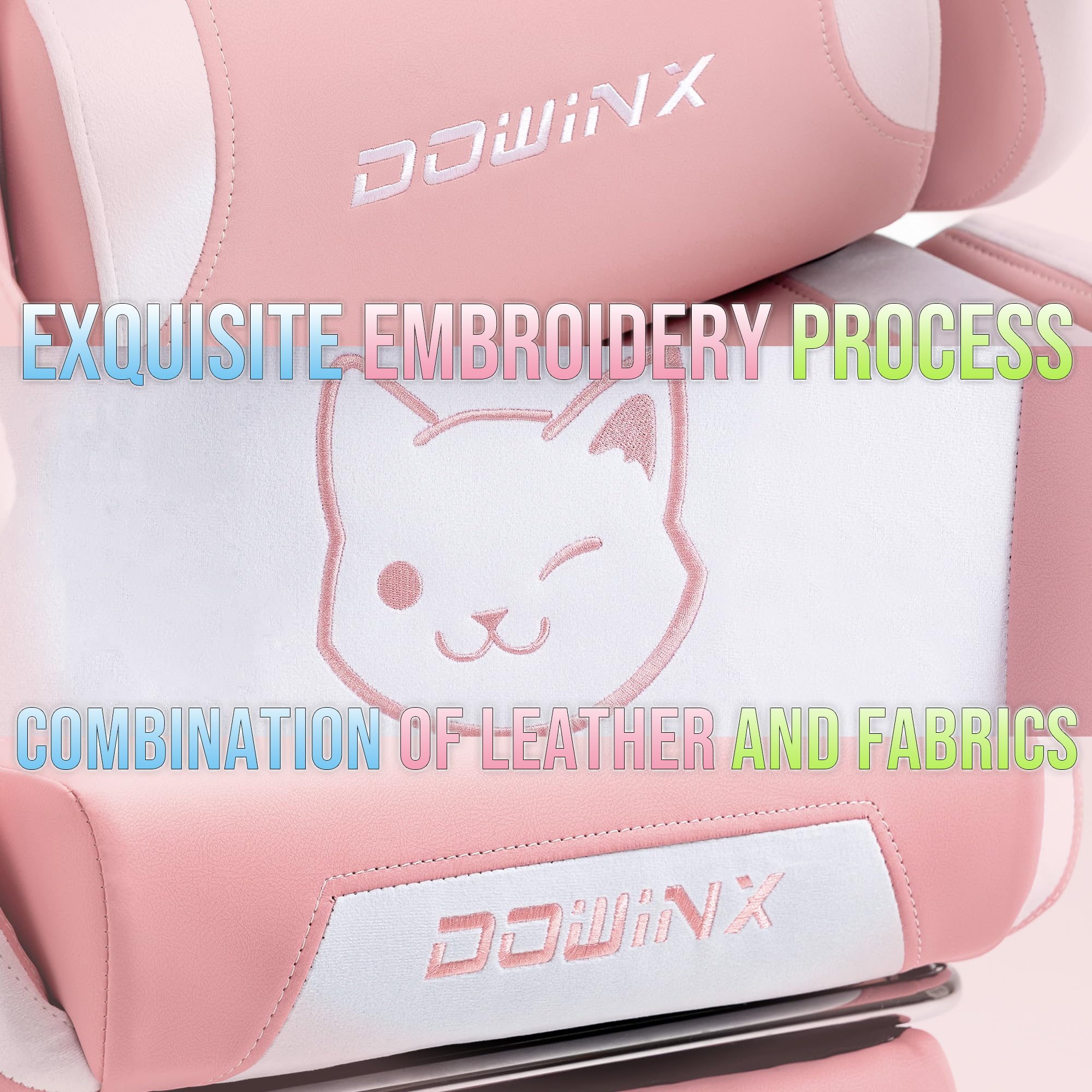 Gaming Chair Cute with Cat Ears and Massage Lumbar Support