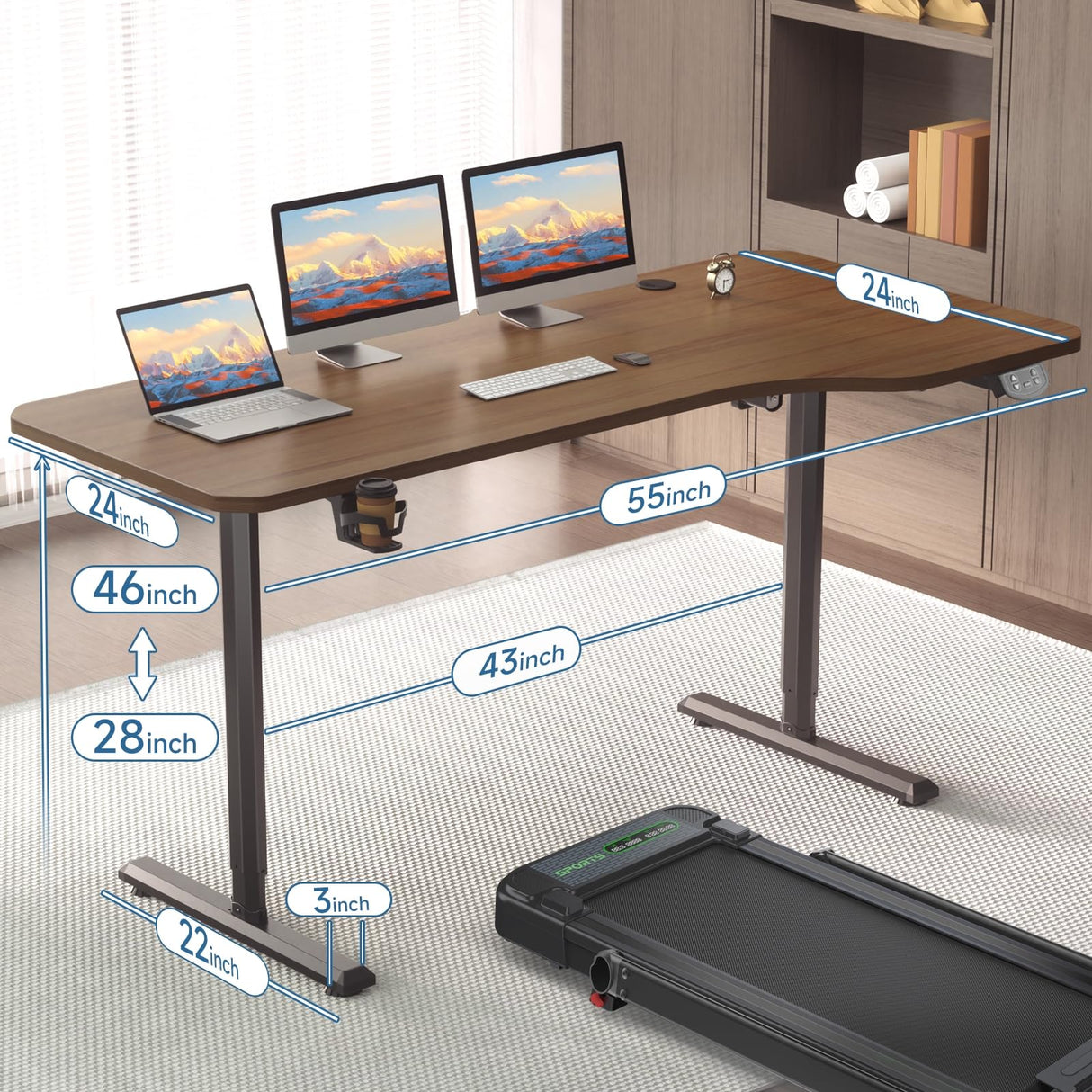 Electric Adjustable Height Standing Desk 63 x 30 Inches