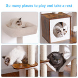 Wooden Cat Tree, 66.1“ Cat Furniture with Scratching Posts, Modern Cat Tower