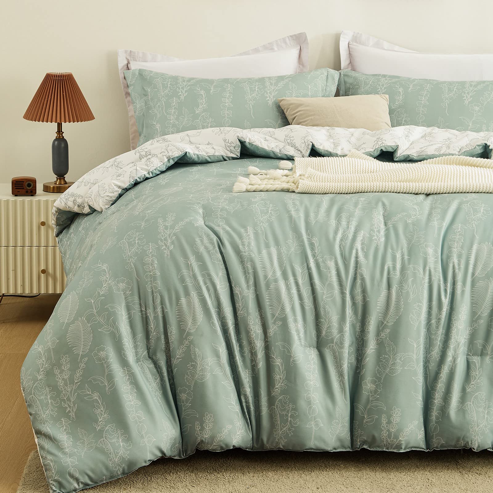 Floral King Size Comforter Set for King Bed Farmhouse Boho Bedding Comforter Sets